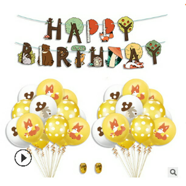 Childrens Birthday Party Cute Cartoon Theme Party Decoration Set Happy Birthday Balloon Supplies 